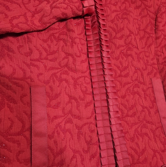 Coldwater Creek - NWT Red Textured Jacquard Ribbon Trim Blazer Jacket - Medium - Picture 8 of 11